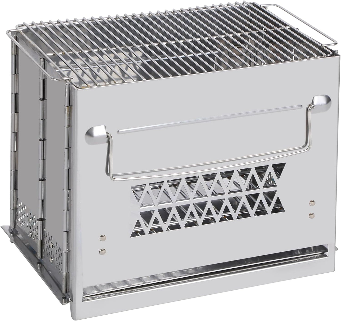 Wood Burning Camp Stove Folding Stainless Steel 304# Grill, Small Portable Backpacking Stove for Hiking Camping Picnic BBQ