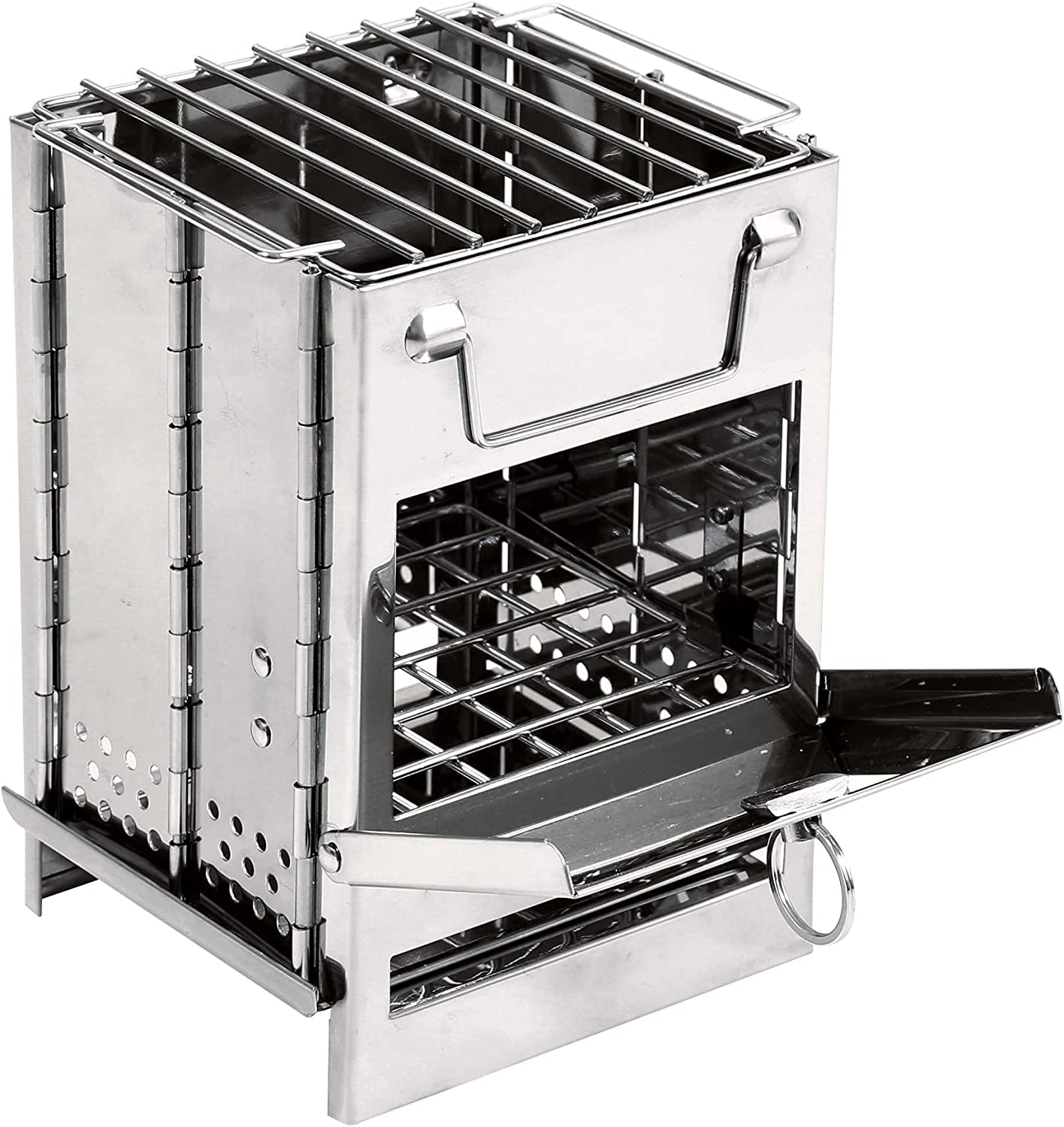 Wood Burning Camp Stove Folding Stainless Steel 304# Grill, Small Portable Backpacking Stove for Hiking Camping Picnic BBQ