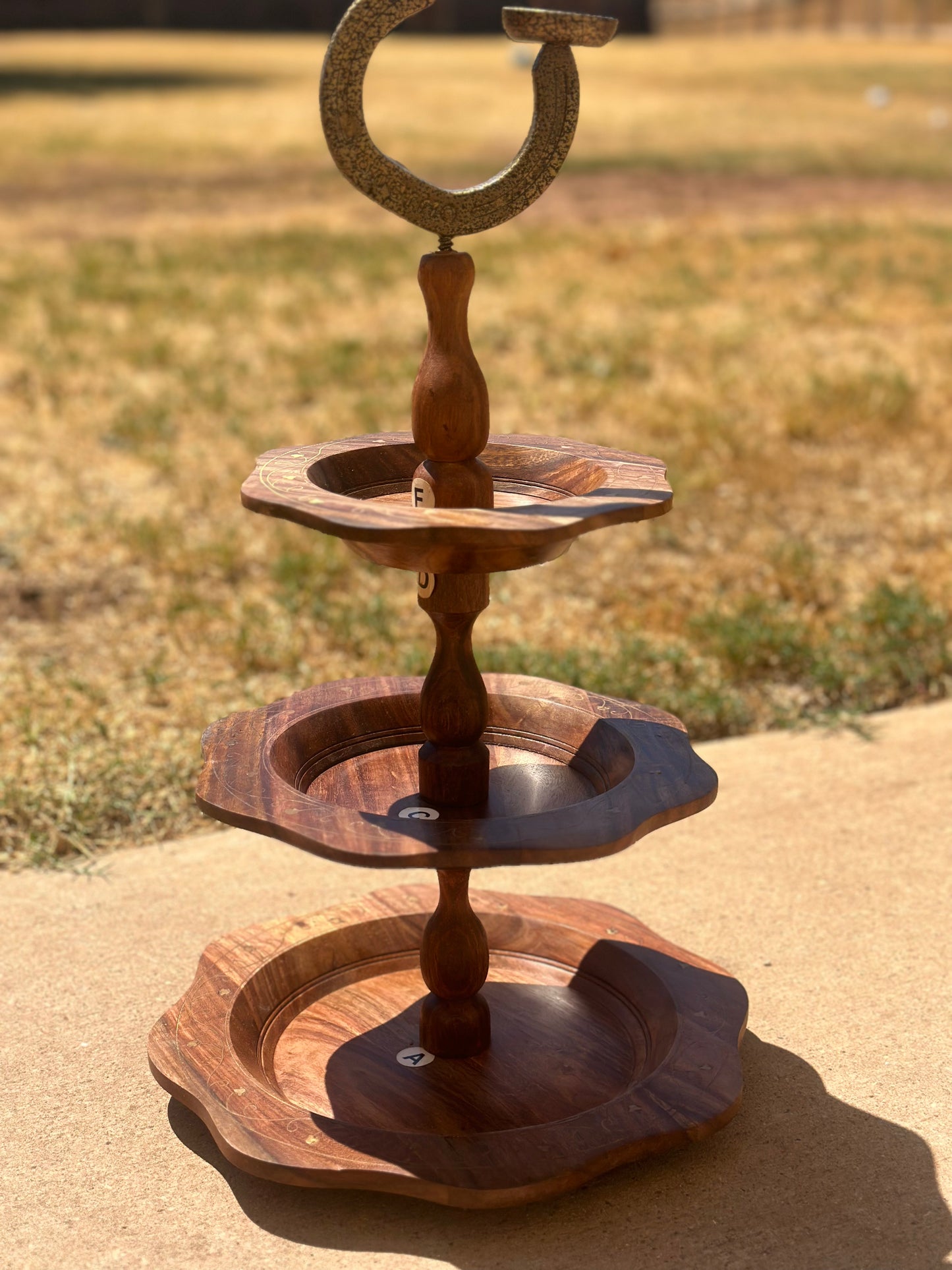 Anarrio Hand Crafted 3 Tier Wooden Tray