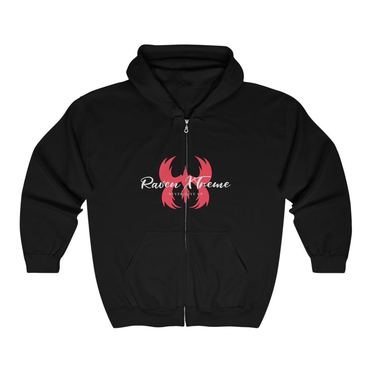 Raven XTreme Red and White Unisex Heavy Blend Full Zip Hooded Sweatshi