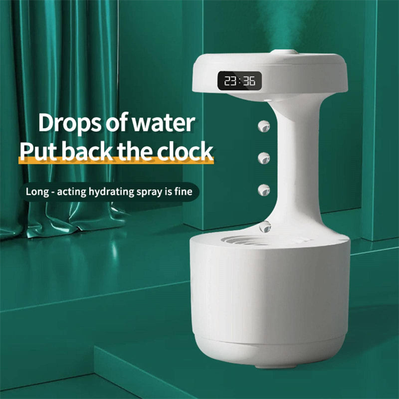 Bedroom Anti-Gravity Humidifier with Clock Water Drop Backflow Aroma Diffuser Large Capacity Office Bedroom Mute Heavy Fog Household Sprayer