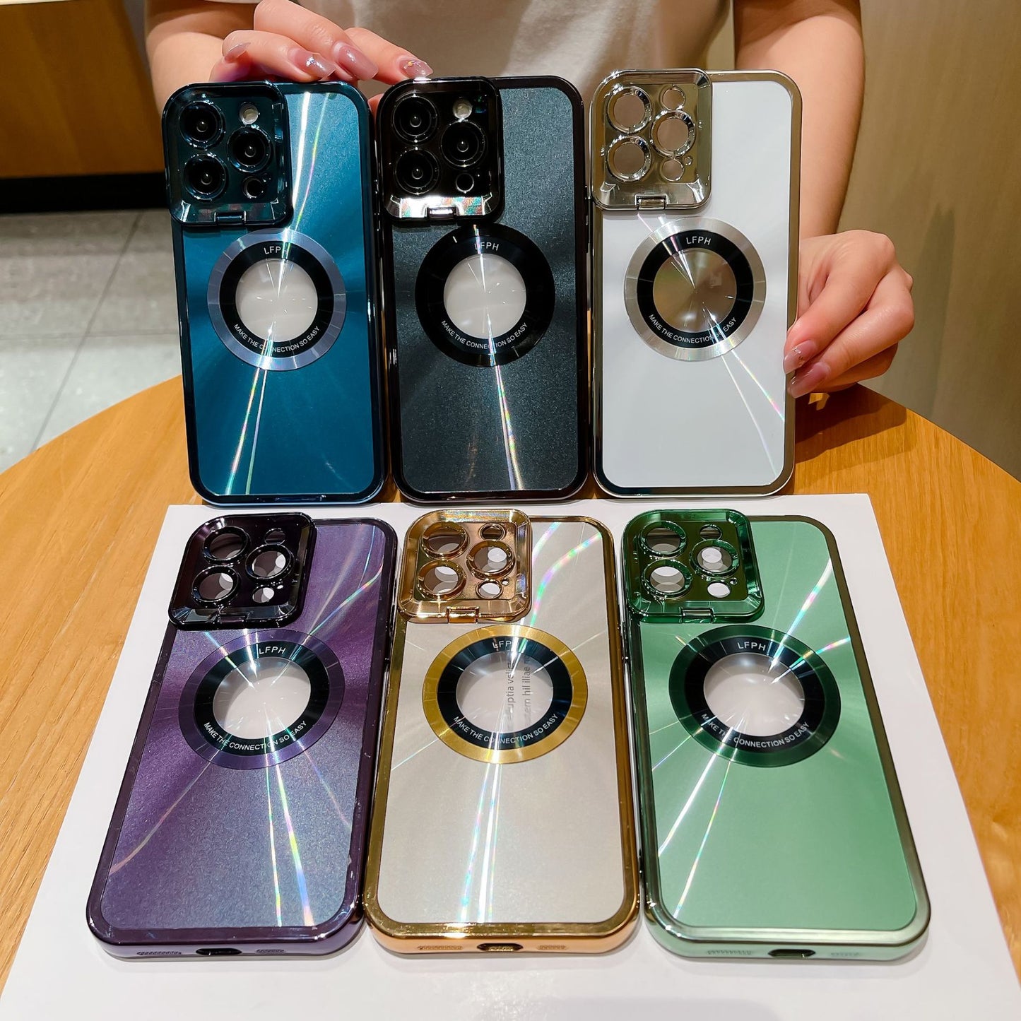 Electroplated Phone Case Luxury Plating CD Pattern Magsafe Bracket Case For IPhone 12 13 14 Pro Max Invisible Camera Stand Holder Lens Holder Magnetic Suction