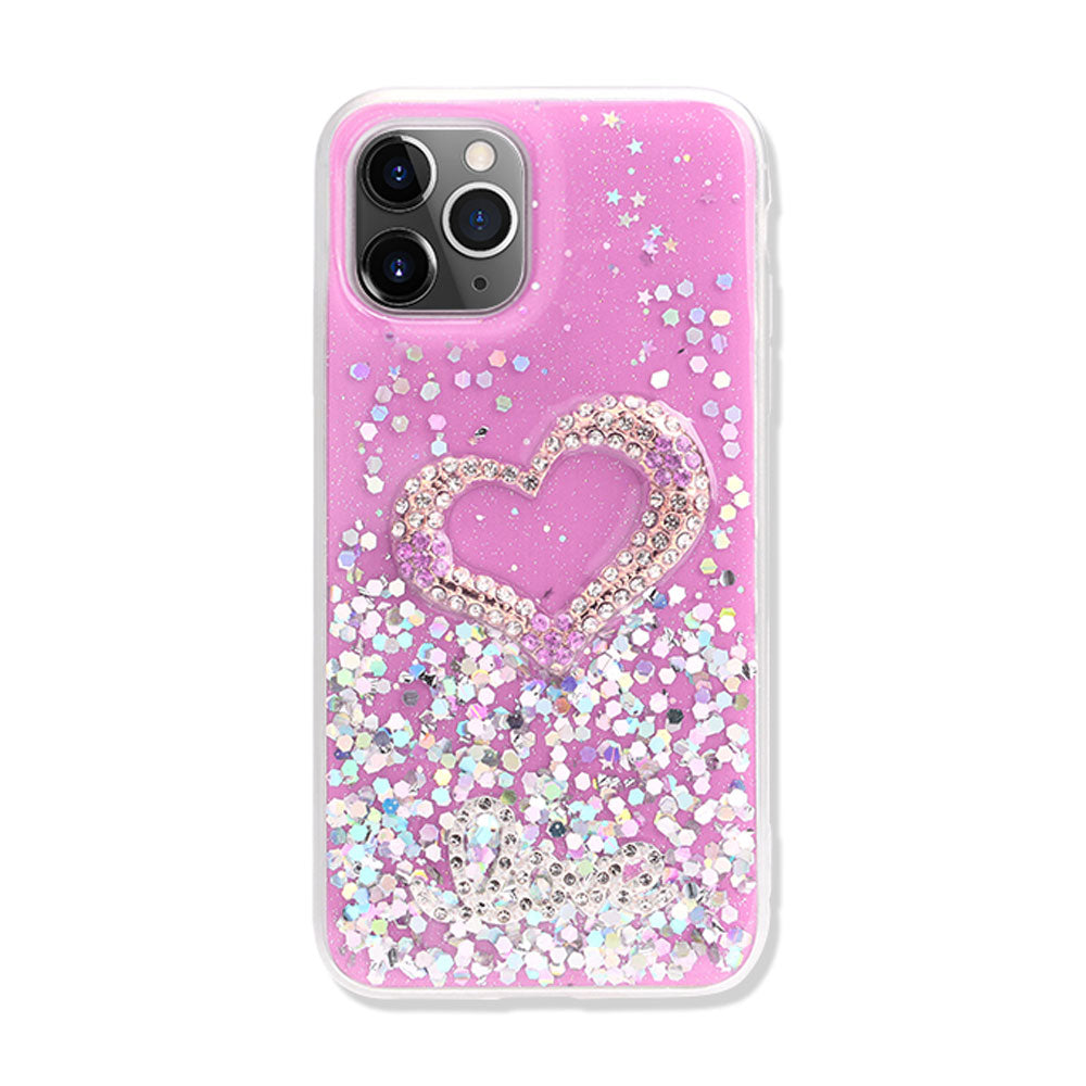 Love Heart Crystal Shiny Glitter Sparkling Jewel Case Cover for iPhone