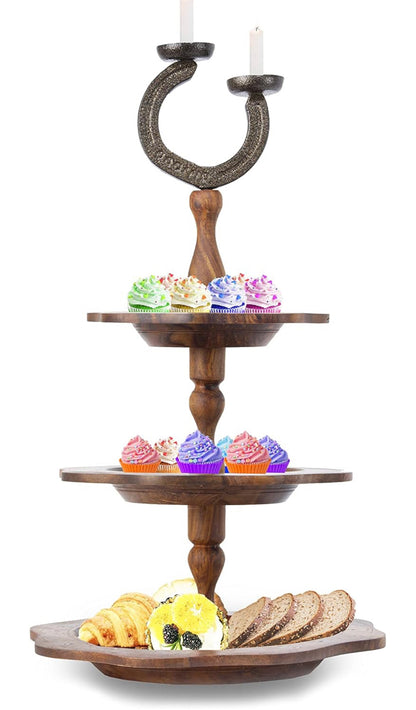 Anarrio Hand Crafted 3 Tier Wooden Tray