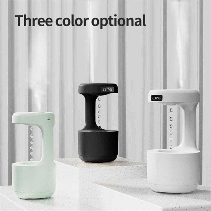 Bedroom Anti-Gravity Humidifier with Clock Water Drop Backflow Aroma Diffuser Large Capacity Office Bedroom Mute Heavy Fog Household Sprayer